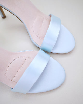 Satin High Heel Wedding Sandals with Satin and Pearls Back Bow