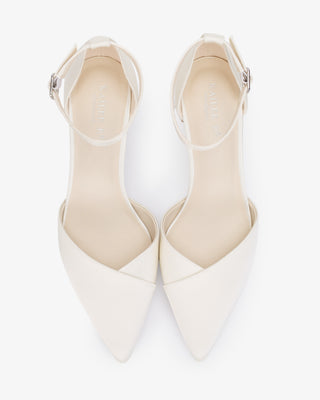 Satin Pointy Toe Low Block Heels Wedding ShoesWomen Shoes