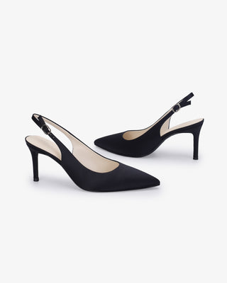 Satin Pointy Toe Slingback Evening PumpsWomen Shoes