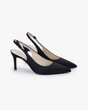 Satin Pointy Toe Slingback Evening Pumps