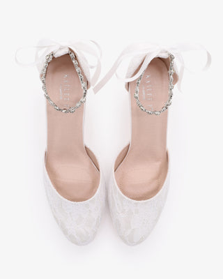 Lace Block Heel with Amaryllis Crystal Strap