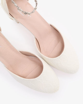 Lace Block Heel with Amaryllis Crystal Strap