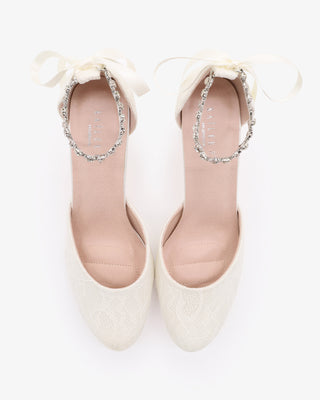 Lace Block Heel with Amaryllis Crystal Strap