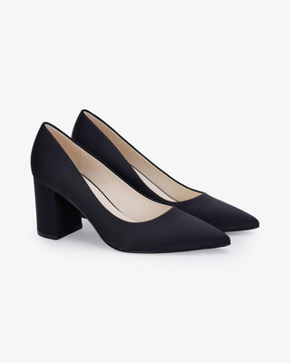 Satin Pointy Toe Block Heels Evening PumpsWomen Shoes