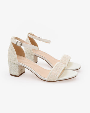 Crochet Lace Block Heel Wedding Sandals