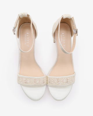Ivory Crochet Lace Block Heel Wedding Sandals