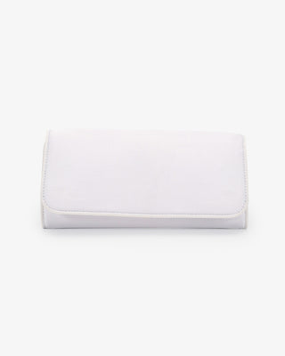 White Satin Wedding Clutch with Magnetic Closure and Shoulder Length Chain