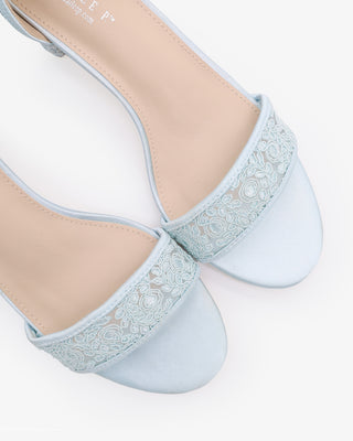 Crochet Lace Block Heel Wedding Sandals with Back Bow, Bridal Heel Crochet Lace Block Heel Wedding Sandals with Back Bow, Bridal Heel
