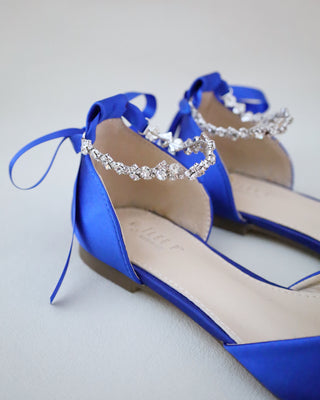 Royal Blue Bridesmaids Satin Flats