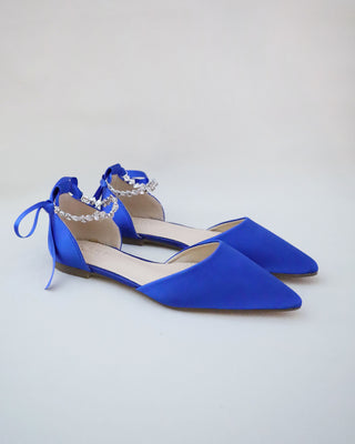 Royal Blue Bridesmaids Satin Flats