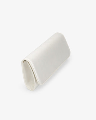 Ivory Satin Wedding Clutch with Magnetic Closure and Shoulder Length Chain