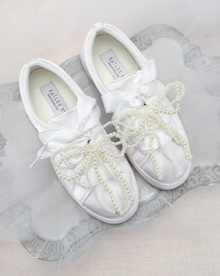 Double Pearl Bows Wedding Shoe Charms