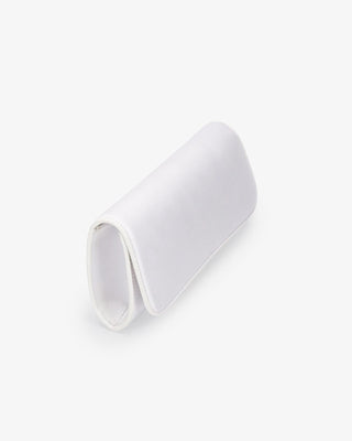 White Satin Wedding Clutch with Magnetic Closure and Shoulder Length Chain