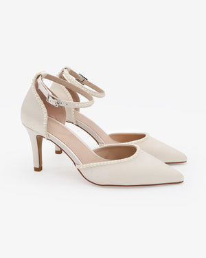 Satin Mini Pearls Wedding Heels