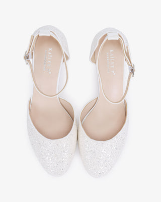 White Rock Glitter Block Heel with Ankle Strap