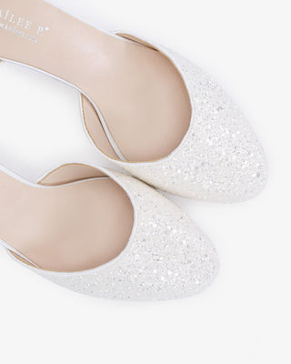 White Rock Glitter Block Heel with Back Satin Bow