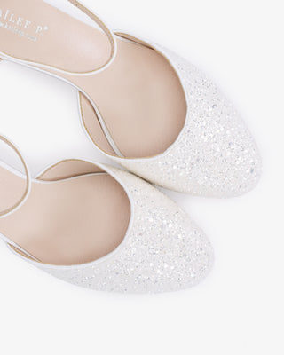 White Rock Glitter Block Heel with Ankle Strap
