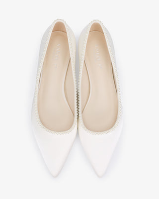 Satin Pointy Toe Wedding Pumps with Mini PearlsWomen Shoes