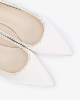 Satin Pointy Toe Wedding Pumps with Mini PearlsWomen Shoes