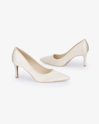 Satin Pointy Toe Wedding Pumps with Mini PearlsWomen Shoes