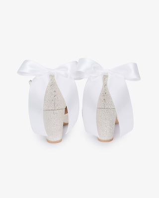 White Rock Glitter Block Heel with Back Satin Bow