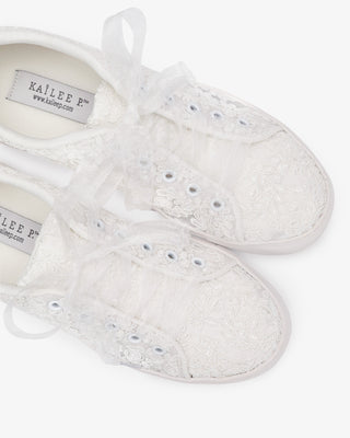 Crochet Lace Wedding Platform Sneakers
