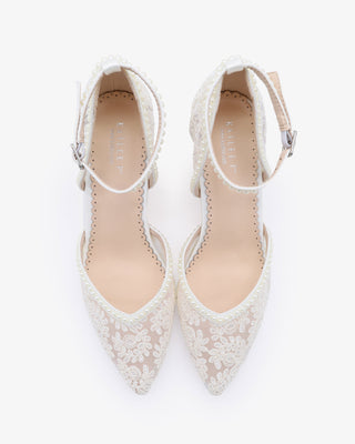 Bridal Lace Block Heel with Mini PearlsWomen Shoes