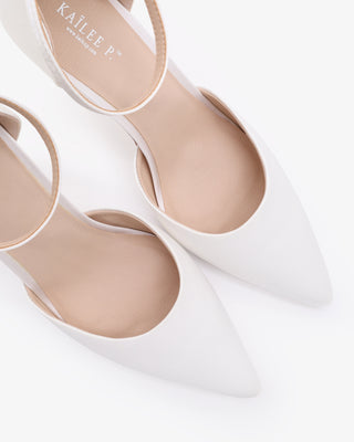 White Simple Satin Wedding Heels