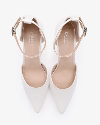 White Simple Satin Wedding Heels
