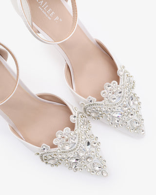 White Embellished Rhinestones Wedding Heel