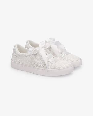 Crochet Lace Wedding Platform Sneakers