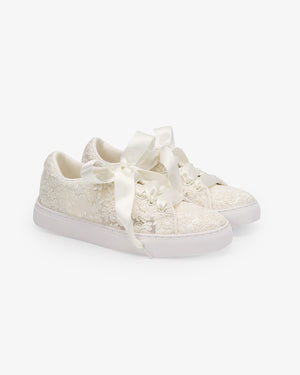 Crochet Lace Wedding Platform Sneakers
