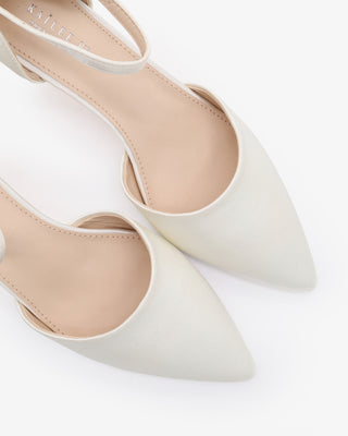 Satin Pointy Toe Kitten Low Heel Wedding ShoesWomen Shoes