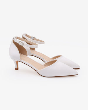 Satin Pointy Toe Kitten Low Heel Wedding Shoes