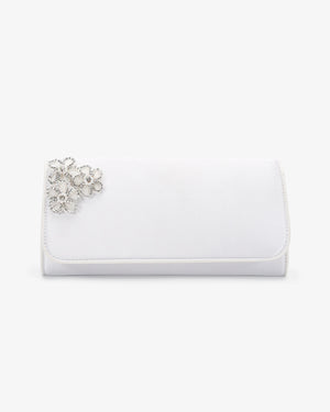 Satin Wedding Clutch with Rhinestones Chassia Flowers