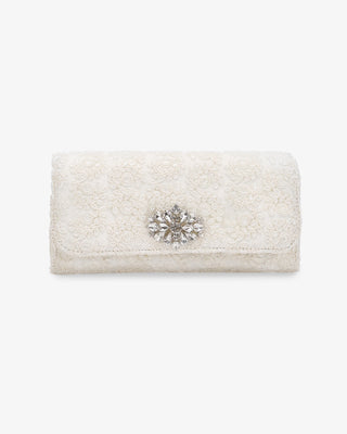 Crochet Wedding Clutch with Cluster Teardrop Brooch