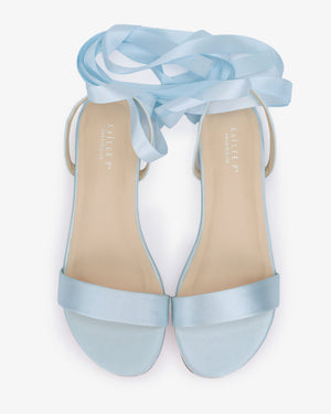 Girls Satin Flat Sandal with Ballerina Lace Up
