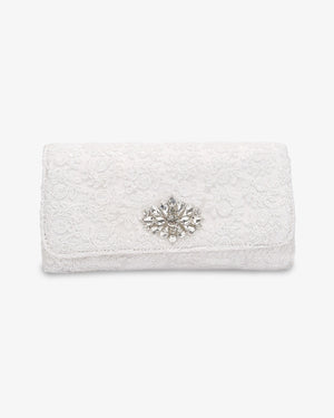 Crochet Wedding Clutch with Cluster Teardrop Brooch