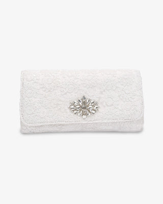 Crochet Wedding Clutch with Cluster Teardrop Brooch