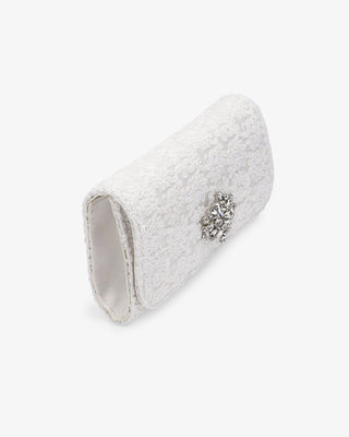Crochet Wedding Clutch with Cluster Teardrop Brooch