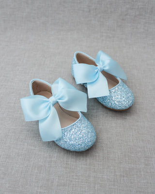 Glitter Mary Jane with Satin Bow - Baby Shoes Holiday Gift Set (1 PAIR)Kids Shoes