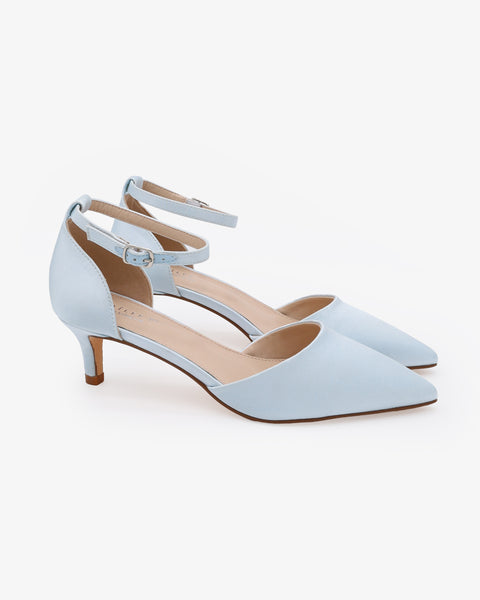Kailee P Women's Farah Satin Pointed Toe Kitten Heel - White - Pumps