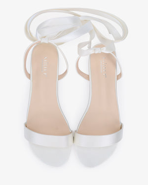 Girls Satin Flat Sandal with Ballerina Lace Up
