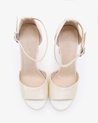 Ivory Satin Block Heel Wedding Sandals
