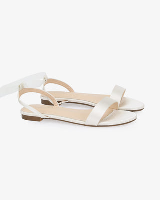 Ivory Girls Satin Flat Sandal with Wrapped Sheer Tie, Flower Girls Shoes