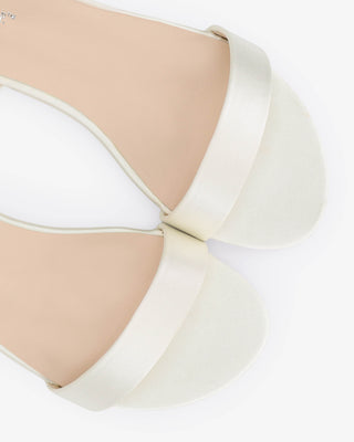 Ivory Girls Satin Flat Sandal with Wrapped Sheer Tie, Flower Girls Shoes