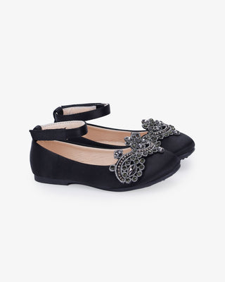 Satin Ballet Flats with Small Rhinestones AppliqueKids Shoes
