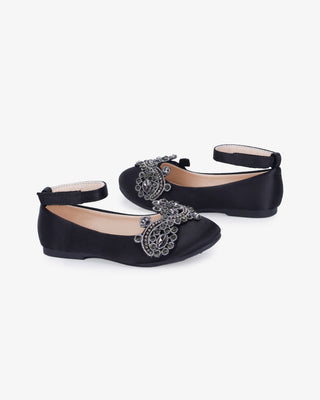 Satin Ballet Flats with Small Rhinestones AppliqueKids Shoes