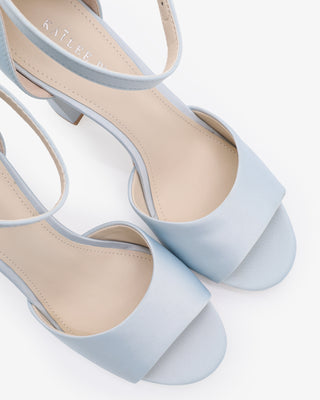 Light Blue Satin Block Heel Wedding Sandals