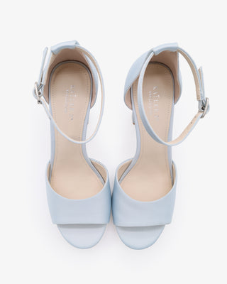 Light Blue Satin Block Heel Wedding Sandals